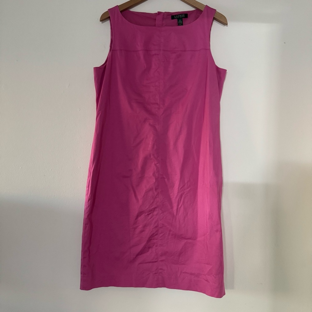 Lauren Ralph Lauren Cotton Pink Shift Dress Sleeveless